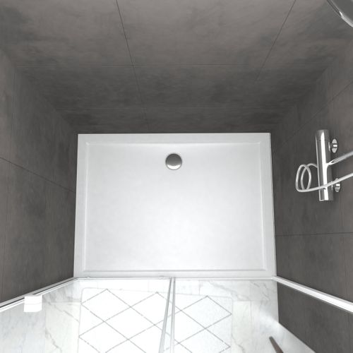 Pack Porte De Douche Coulissante Blanc 120x185cm + Receveur 90x120 - Whity Slide