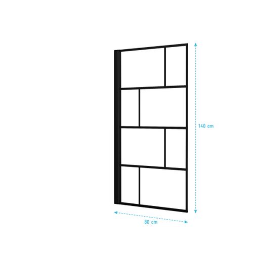 Pare Baignoire Rabattable Sérigraphié 80x140 Cm - Finition Noir Mat - Blocks Screen