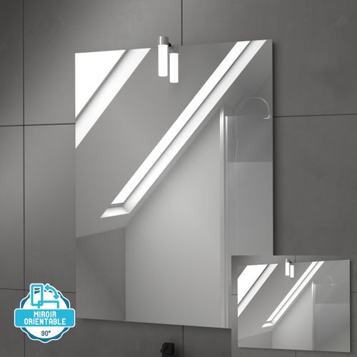Pack Meuble Sdb 60cm Sur Pieds 2 Portes Chene_vasque Blanche + Miroir LED - Timber 60_pack21