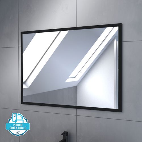 Meuble Salle De Bain 80x80 - Finition Chene Naturel + Vasque Blanche + Miroir - Timber 80 - Pack25