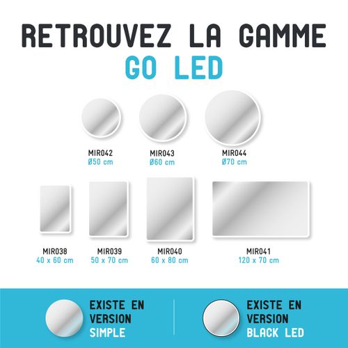 Miroir Salle De Bain Rond Avec Eclairage LED - Diamètre 50cm - Go LED