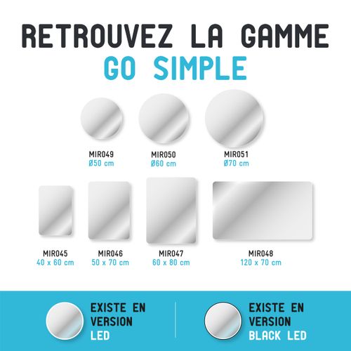 Miroir Salle De Bain Rond - Diamètre 50cm - Go