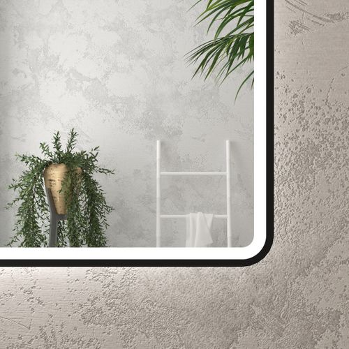 Miroir Salle De Bain Avec Eclairage LED Et Contour Noir - 40x60cm - Go Black LED
