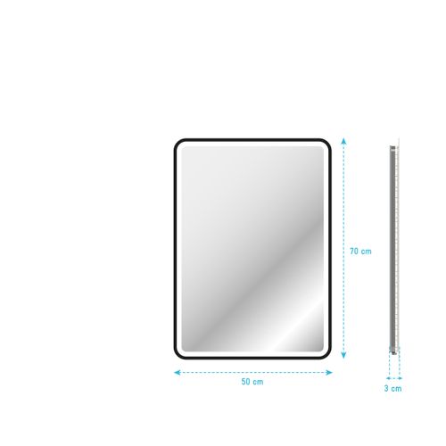 Miroir Salle De Bain Avec Eclairage LED Et Contour Noir - 50x70cm - Go Black LED
