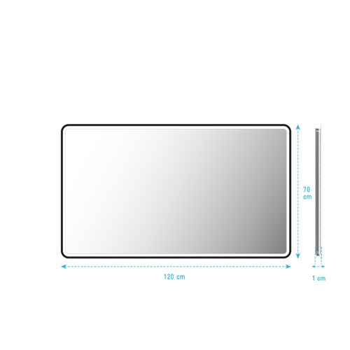 Miroir Salle De Bain Avec Eclairage LED Et Contour Noir - 120x70cm - Go Black LED