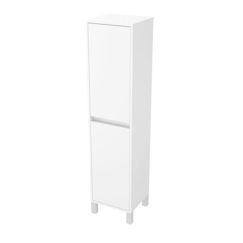 Colonne De Rangement Blanc Laqué Sur Pieds - Hauteur 160 Cm - 2 Portes - Xenos