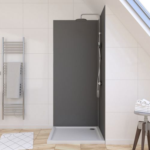 Lot De 2 Panneaux Muraux Aluminium Gris 90+90x210 Cm Avec Profilés Anodise Brillant - Wall'it