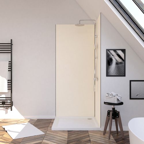 Lot De 2 Panneaux Muraux Aluminium Ivoire 90+90x210 Cm Avec Profilés Noir Mat - Wall'it