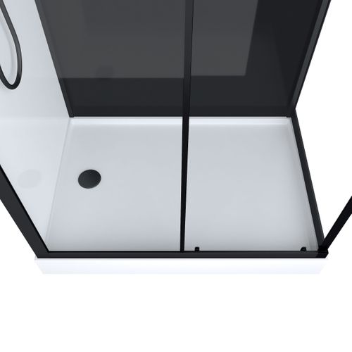 Cabine De Douche Rectangulaire Style Industrielle - 110x215x80 Cm - Noir