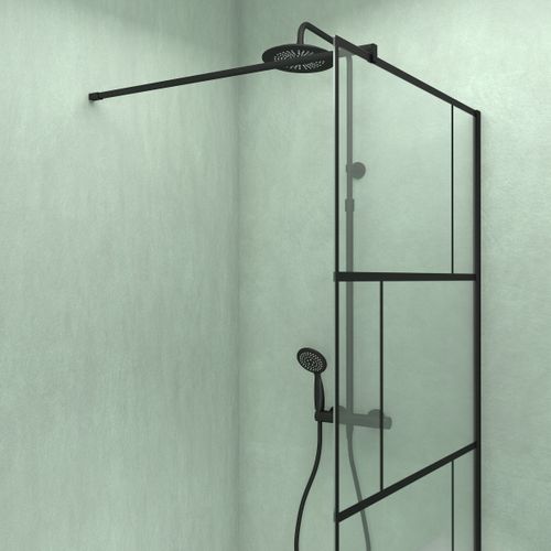 Pack Paroi De Douche 90x195 Cm + Receveur Blanc Effet Pierre 140x90 Cm