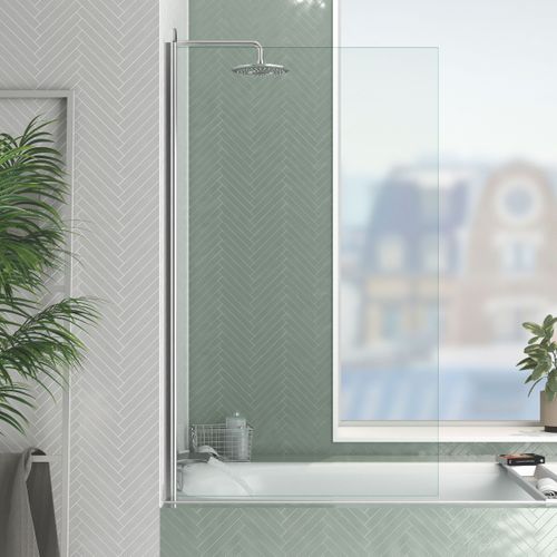 Pare Baignoire Rabattable 80x140cm - Profilé Chromé - Verre Trempé 4mm - Elementary