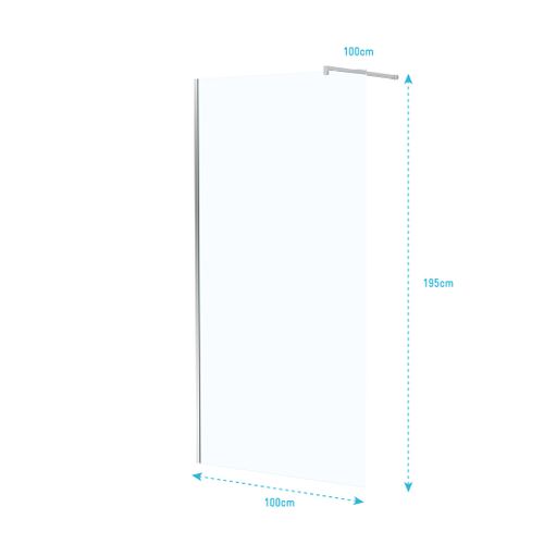 Paroi De Douche 100x195 Cm En Verre Trempé 5 Mm - Finition Chromé - Chromed Elementary