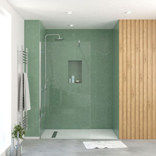 Paroi De Douche 100x195 Cm En Verre Trempé 5 Mm - Finition Chromé - Chromed Elementary