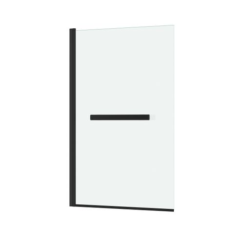Pare Baignoire Rabattable Avec Porte-serviette 70x120 Cm - Profilé Noir Mat - Verre 4 Mm