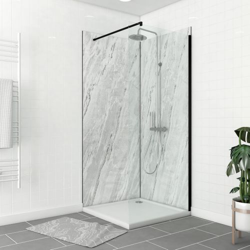 Pack De 2 Panneaux Muraux Pierre Artic Storm 90+90x210 Cm Avec Profilés Noir Mat - Stone'it