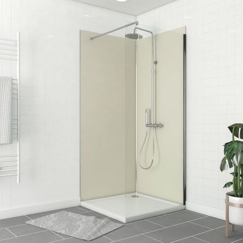 Pack 2 Panneaux Muraux Ivoire 90x210cm + Profiles Finition Et Angle Chrome - Wall'it