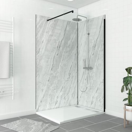 Pack De 2 Panneaux Muraux Pierre Artic Storm 90+120x210 Cm Avec Profilés Noir Mat - Stone'it