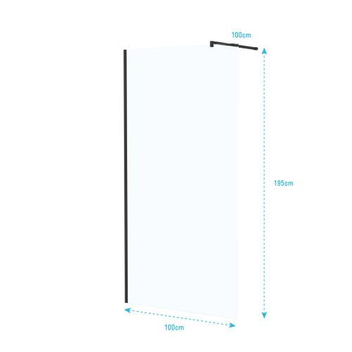 Paroi De Douche 100x195 Cm En Verre Trempé 5 Mm - Finition Noire - Dark Elementary