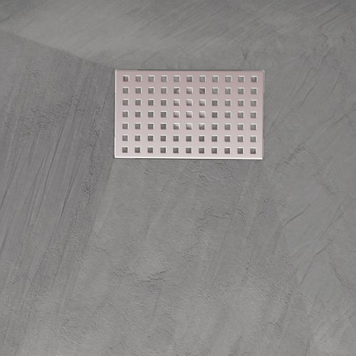 Receveur De Douche Gris Effet Pierre 90x140 Cm Et Grille Décor Perforée En Inox