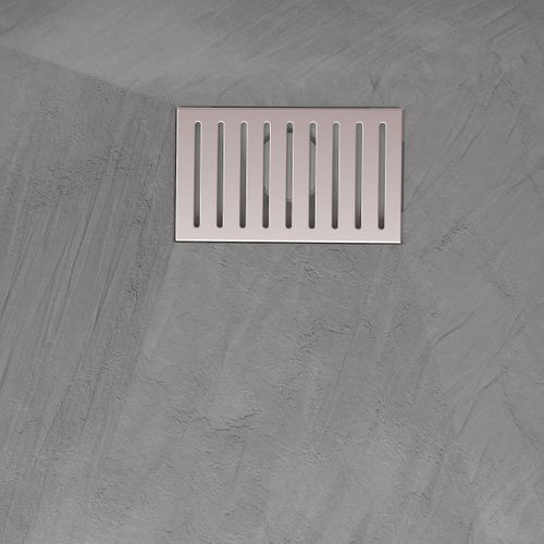 Receveur De Douche Gris Effet Pierre 90x120 Cm Et Grille Décor Linéaire En Inox