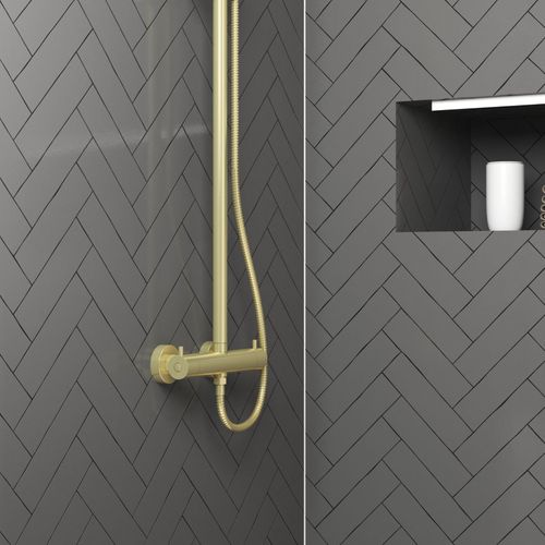 Colonne De Douche Thermostatique Dorée - 133x26x52 Cm - Doré