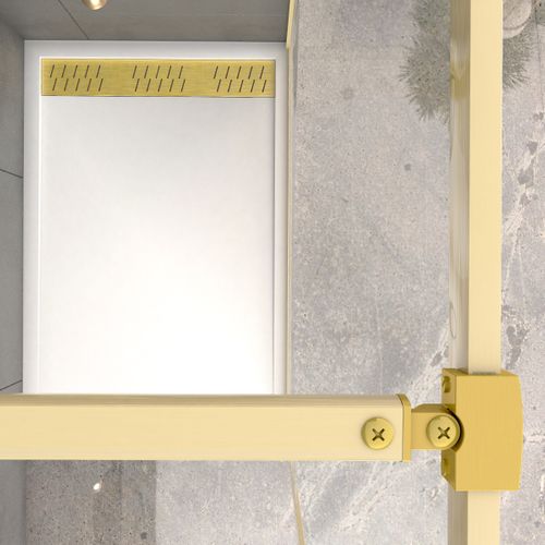 Paroi De Douche 120x200cm + Grille Finition Or Doré Brossé + Receveur Blanc 120x90x4cm