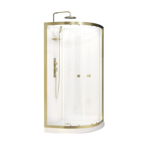 Cabine De Douche Design Doré En Aluminium - 90x90 Cm - Doré