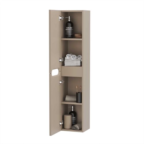 Colonne De Salle De Bain Marron Glacé Suspendu - Hauteur 120 Cm - 2 Portes - Leon