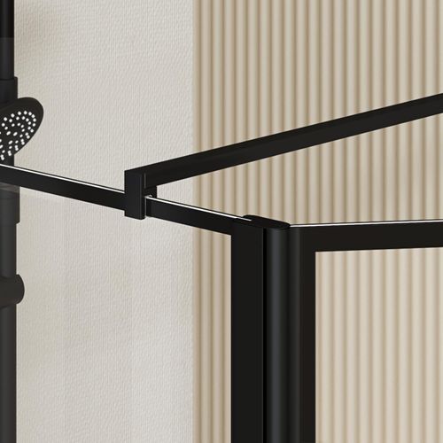 Paroi De Douche Avec Volet Pivotant 80+40x195cm - Verre 8mm Anticalcaire - Motifs Et Profilés Noir
