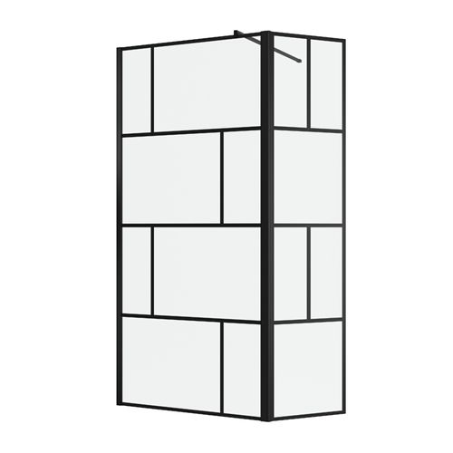 Paroi De Douche Avec Volet Pivotant 80+40x195cm - Verre 8mm Anticalcaire - Motifs Et Profilés Noir
