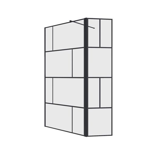 Paroi De Douche Avec Volet Pivotant 100+40x195cm - Verre 8mm Anticalcaire - Motifs Et Profilés Noir