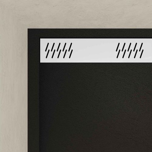 Receveur En Acrylique Noir Effet Pierre 90x140x5 Cm + Grilles Linéaires Chrome Et Blanche Mate