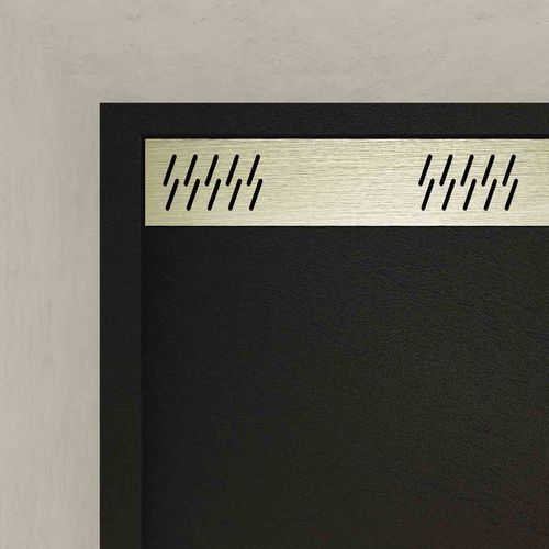 Receveur En Acrylique Noir Effet Pierre 80x120x4 Cm + Grilles Linéaires Chrome Et Or Brossé