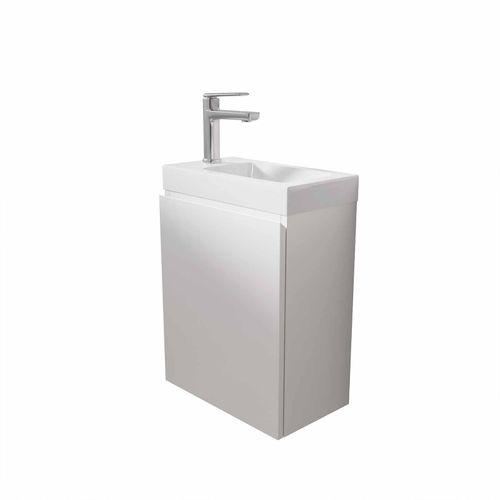 Meuble Lave Mains Blanc 40x50x22 Cm Avec Vasque En Smc - Elementary