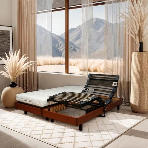 Ensemble Relaxation Matelas + Sommier 2x80x200cm Merida - Cerisier - 14 Cm - Ferme