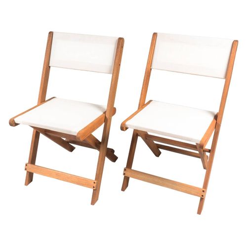 Lot De 2 Chaises Pliantes En Bois Exotique "seoul" - Maple - Beige