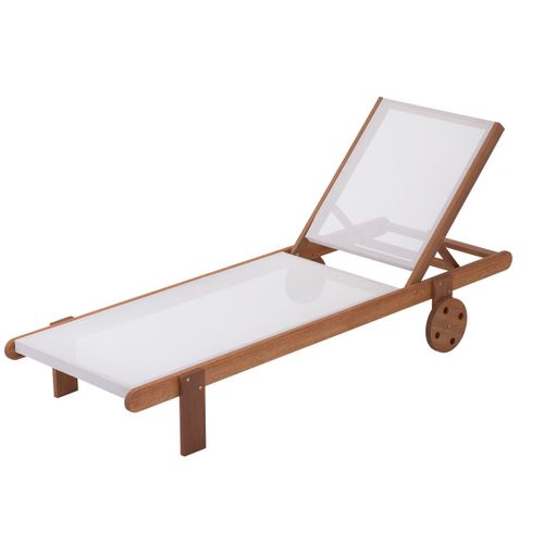 Lot De 2 Bains De Soleil En Bois Exotique "saïgon" - Maple - Ecru