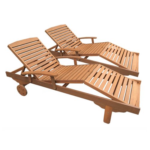Bain De Soleil Pliant En Bois Exotique "singapour" - Maple - Marron Clair - Lot De 2