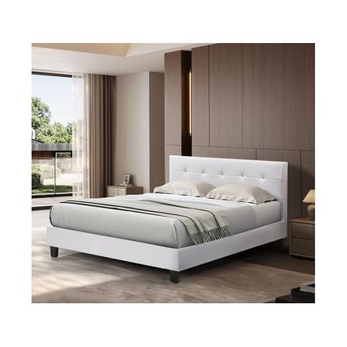 Lit Double En Pvc "julia" - 160 X 200 Cm - Blanc