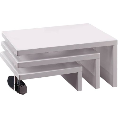 Table Basse Design "elysa" - 80 X 59 X 37,5 Cm - Blanc Laqué