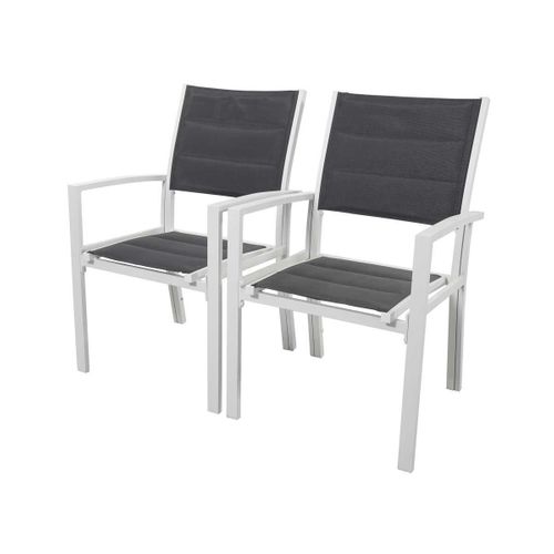 Fauteuil Jardin Alu/textilène "brazil / Canaries" - Phoenix - Blanc / Gris Foncé