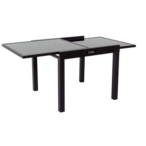Salon De Jardin Extensible Luxe 90/180 "porto 8" - Phoenix - Noir/gris Foncé