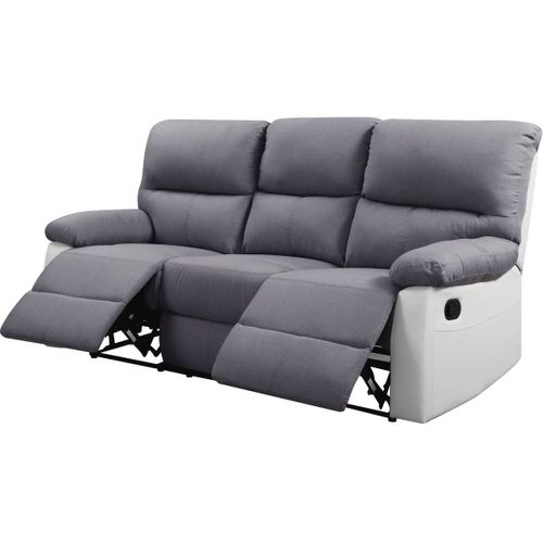 Canapé Relax "lincoln" - 197 X 89 X 103 Cm - 3 Places - Blanc / Gris Clair