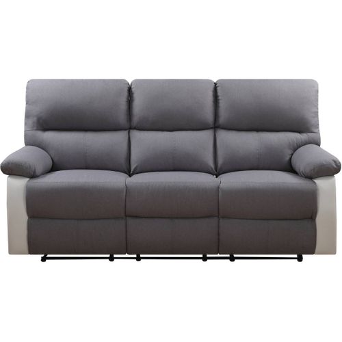 Canapé Relax "lincoln" - 197 X 89 X 103 Cm - 3 Places - Blanc / Gris Clair