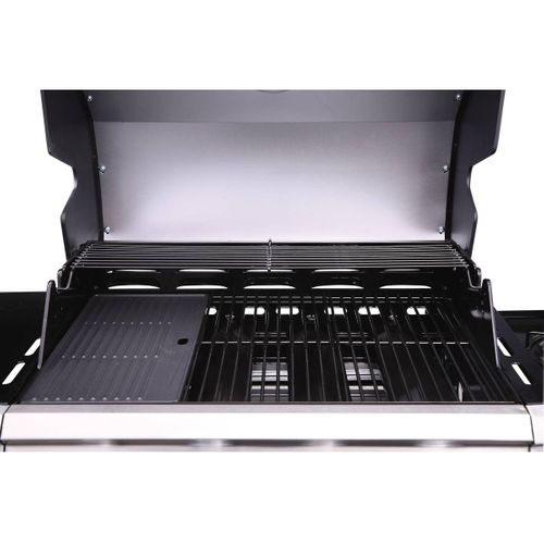 Barbecue Gaz Avec LED "bingo 4" - 4 Brûleurs Dont 1 Latéral - 14kw + Housse Protection - Noir