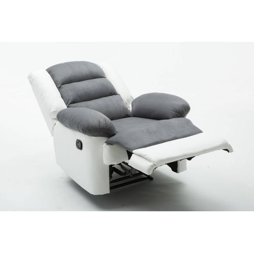 Fauteuil Relax "buckingham" - 85 X 93 X 100 Cm - Blanc / Gris Clair