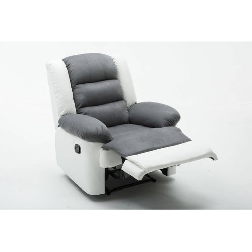 Fauteuil Relax "buckingham" - 85 X 93 X 100 Cm - Blanc / Gris Clair