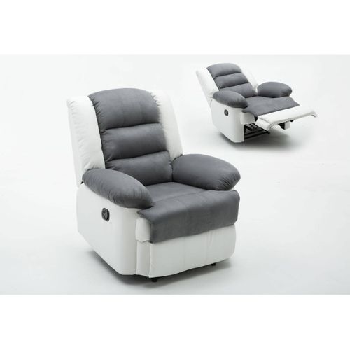 Fauteuil Relax "buckingham" - 85 X 93 X 100 Cm - Blanc / Gris Clair