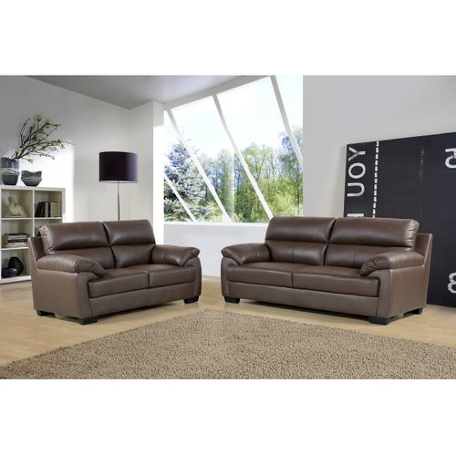 Canapé Cuir Et Pvc "cardiff"- 163 X 92 X 93 Cm - Chocolat