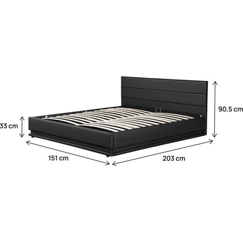 Lit LED Avec Coffre "anastasia" - 140 X 190 Cm - Noir